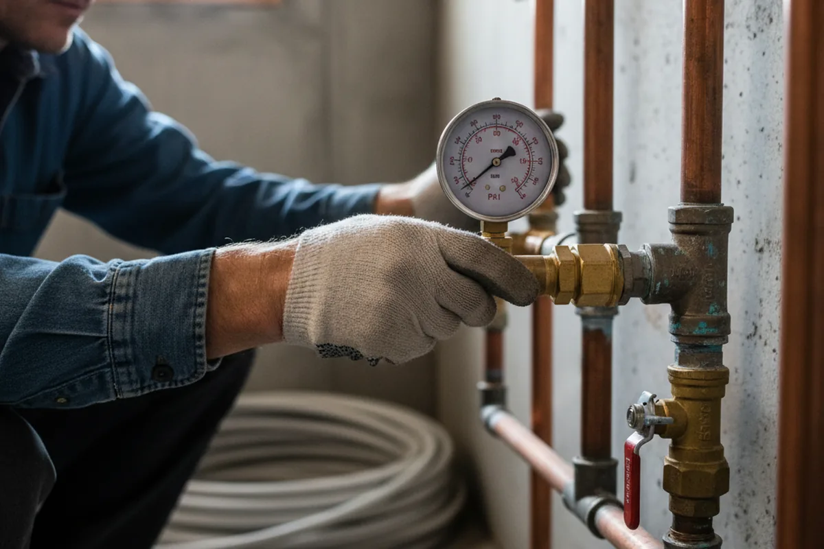Pressure testing a repaired line during Water Line Repair in Wilburton